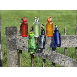 Transparentní láhev na pití s karabinou, 400ml, zelená