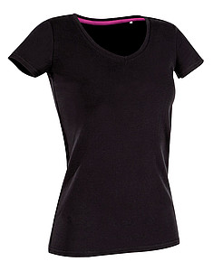 Tričko STEDMAN STARS CLAIRE V-NECK černá M - dámská trička s vlastním potiskem