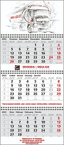 Tříměsíční maxi nástěnný kalendář 2026, modrý