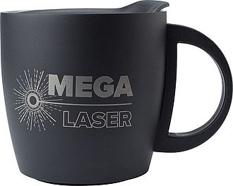 TRIMO Dvoustěnný nerezový termohrnek s víčekm, objem 350ml, černá - reklamní předměty