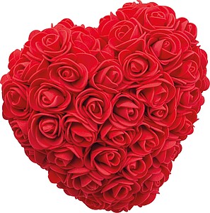 Umělé růže ve tvaru srdce, červená