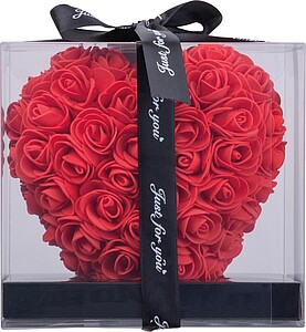 Umělé růže ve tvaru srdce, červená