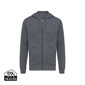 Unisex mikina na zip s kapucí Iqoniq Abisko, tmavě šedý melír, velikost XXS