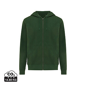 Unisex mikina na zip s kapucí Iqoniq Abisko, tmavě zelená, velikost XXS