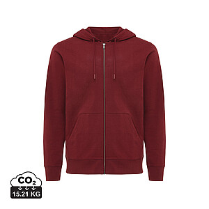 Unisex mikina na zip s kapucí Iqoniq Abisko, vínově červená, velikost XXS