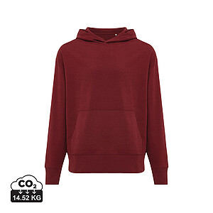 Unisex mikina s kapucí Iqoniq Yoho relaxed fit, vínově červená, velikost XXS