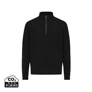 Unisex svetr se čtvrtečním zipem IQONIQ Elgon, velikost 3XL, černá