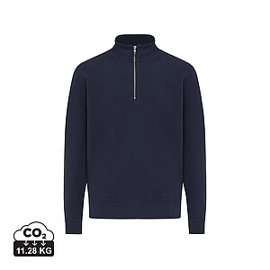 Unisex svetr se čtvrtečním zipem IQONIQ Elgon, velikost 3XL, námořní modrá