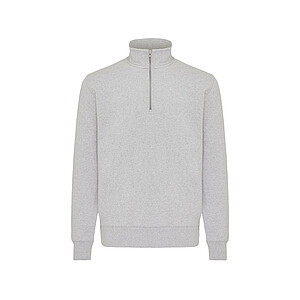 Unisex svetr se čtvrtečním zipem IQONIQ Elgon, velikost 3XL, světle šedý melír