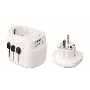 Univerzální 3pólový uzemněný adaptér, bílá