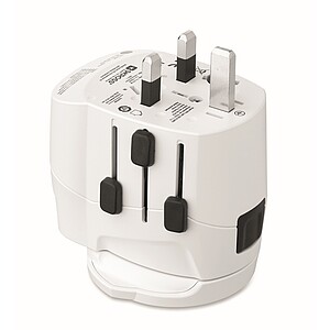 Univerzální 3pólový uzemněný adaptér, bílá
