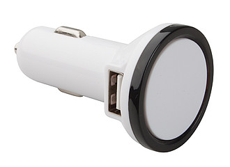 USB nabíječka do auta se 2 porty, bílá - reklamní předměty