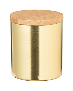 Vanilková vonná svíčka s bambusovým víčkem, zlatá - svíčka s vlastním potiskem