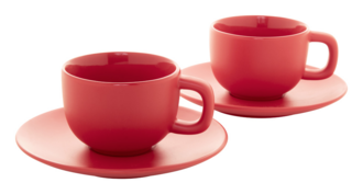 VANLION Sada 2 šálků a podšálků na cappuccino, červená