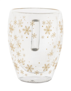 Vánoční skleněný termohrnek 350 ml, transparentní