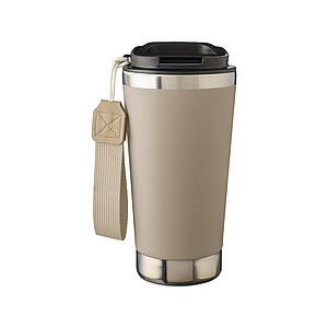 VITERBO Dvoustěnný termohrnek z recyklované nerezové oceli, 500 ml, béžová