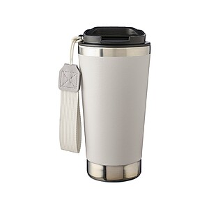 VITERBO Dvoustěnný termohrnek z recyklované nerezové oceli, 500 ml, bílá