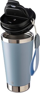 VITERBO Dvoustěnný termohrnek z recyklované nerezové oceli, 500 ml, jemně modrá