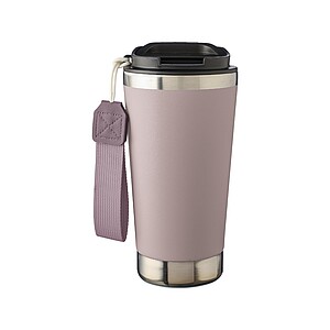 VITERBO Dvoustěnný termohrnek z recyklované nerezové oceli, 500 ml, jemně růžová