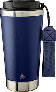 VITERBO Dvoustěnný termohrnek z recyklované nerezové oceli, 500 ml, modrá