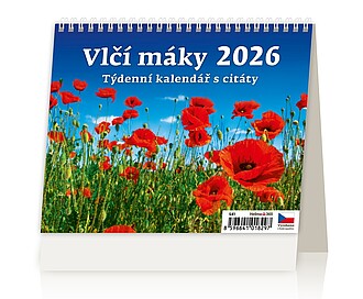 Vlčí máky 2026, stolní kalendář - reklamní kalendáře