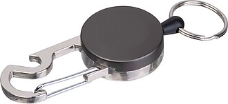 Výsuvná klíčenka s karabinou, černá - reklamní předměty