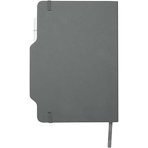 Zápisník s pevnou obálkou formátu A5 se sadou pera a tužky, šedá