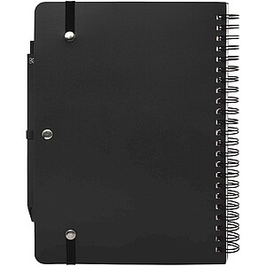 Zápisník s pevnou obálkou formátu A5 z plastu recyklovaného z oceánu s kuličkovým perem, černá