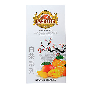 ZURIA- BASILUR White Tea Mango Orange papír 100g - Bílý čaj, ochucený, aromatizovaný, sypaný 100g - reklamní předměty
