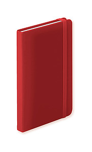 Blok s deskami z PU kůže, se 100 linkovanými listy a gumičkou, červený - reklamní zápisník