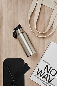 Dvoustěnná láhev na pití 500ml, stříbrná