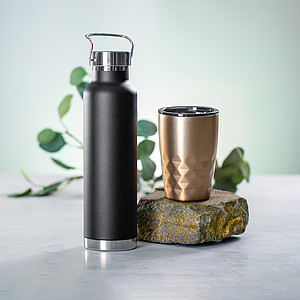 Dvoustěnná nerezová termoska, 650ml, s měděnou izolací, černá