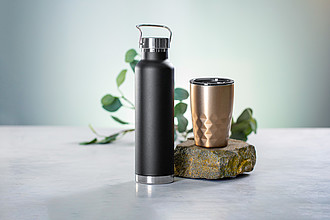 Dvoustěnná nerezová termoska, 650ml, s měděnou izolací, černá