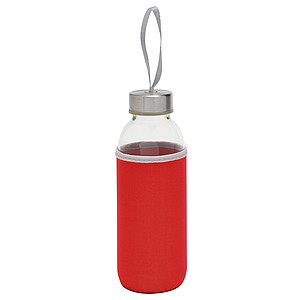 KASKADA Skleněná láhev na pití s neoprenovým obalem, 450ml, červená