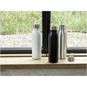 Láhev na pití, 700ml, z nerezové oceli s poutkem, bílá