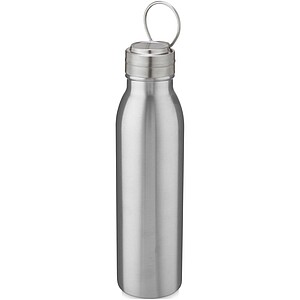 Láhev na pití, 700ml, z nerezové oceli s poutkem, stříbrná