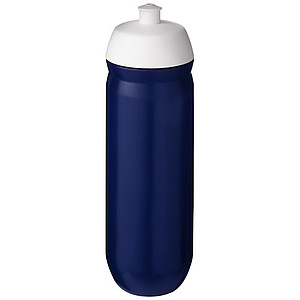 Láhev na pití 750ml, tělo je modré z pružného plastu, víčko je bílé