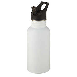 Nerezová láhev na pití s brčkem, 500ml, bílá - reklamní předměty