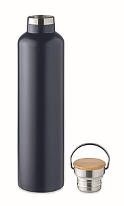 Nerezová termoska, 1l s bambusovým víčkem, tmavě modrá