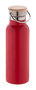 Nerezová termoska 500ml s bambusem na víčku, červená