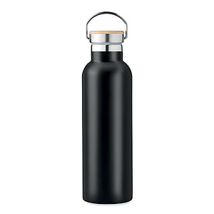 Nerezová termoska, 750ml s bambusovým víčkem, černá