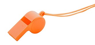 Plastová píšťalka se šňůrkou, oranžová