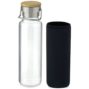 Skleněná láhev, 660 ml, s černým neoprenovým obalem