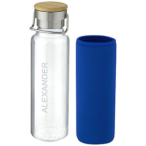 Skleněná láhev, 660 ml, s modrým neoprenovým obalem