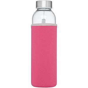Skleněná láhev na pití, 500ml, s neoprenovým obalem, růžová