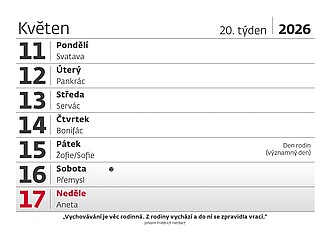 Slunečnice 2026, stolní kalendář
