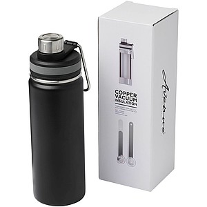 Sportovní lahev s vakuovo-měděnou izolací a úchytem, objem 590 ml, černá
