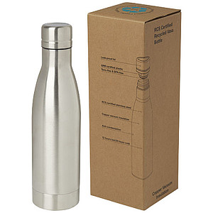 Termo láhev na pití, 500ml, z recyklované nerezové oceli, stříbrná - ekologické reklamní předměty