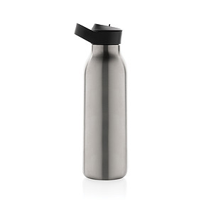 Termo láhev na pití s brčkem, 500ml, stříbrná