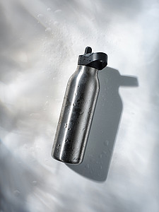 Termo láhev na pití s brčkem, 500ml, stříbrná